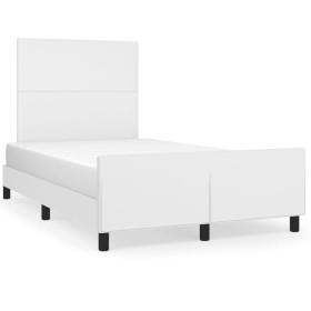 vidaXL Bettgestell mit Kopfteil Weiß 120x190 cm Kunstleder