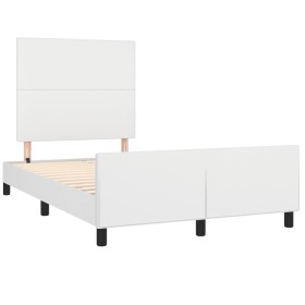 vidaXL Bettgestell mit Kopfteil Weiß 120x190 cm Kunstleder