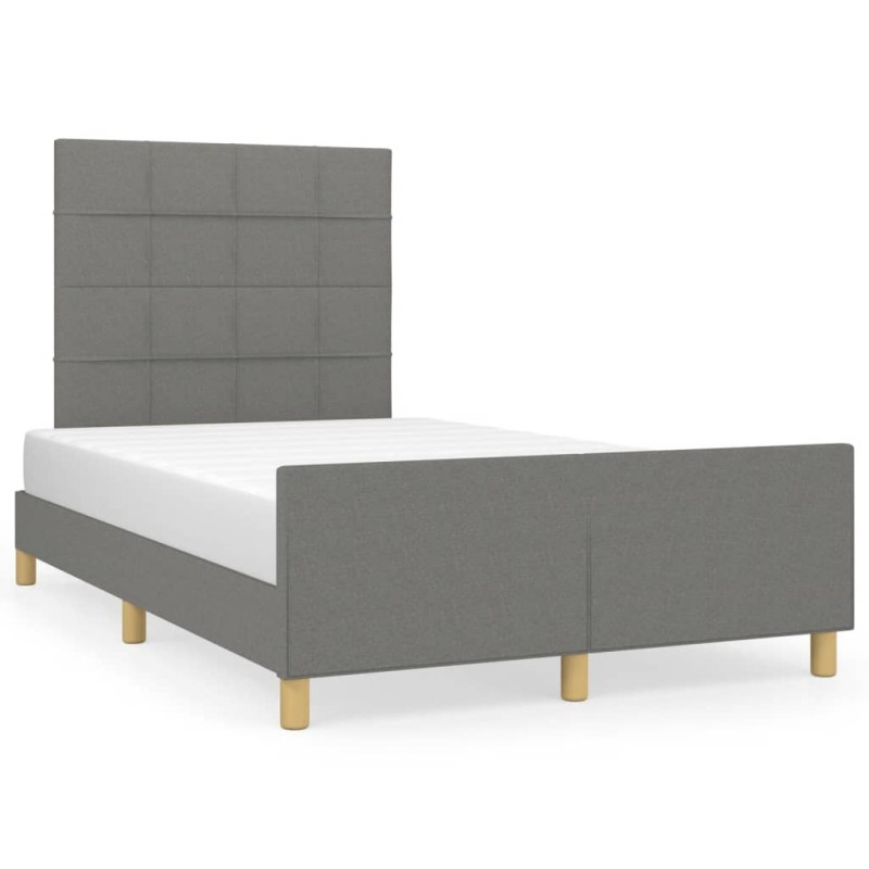 vidaXL Bettgestell mit Kopfteil Dunkelgrau 120x190 cm Stoff vidaXL Bettgestell mit Kopfteil Dunkelgrau 120x190 cm Stoff