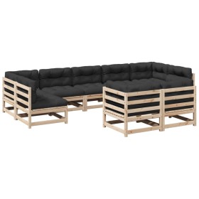 vidaXL 9-tlg. Garten-Sofagarnitur mit Kissen Massivholz Kiefer