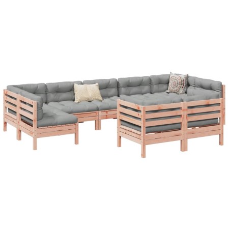 vidaXL 9-tlg. Garten-Sofagarnitur mit Kissen Massivholz Douglasie