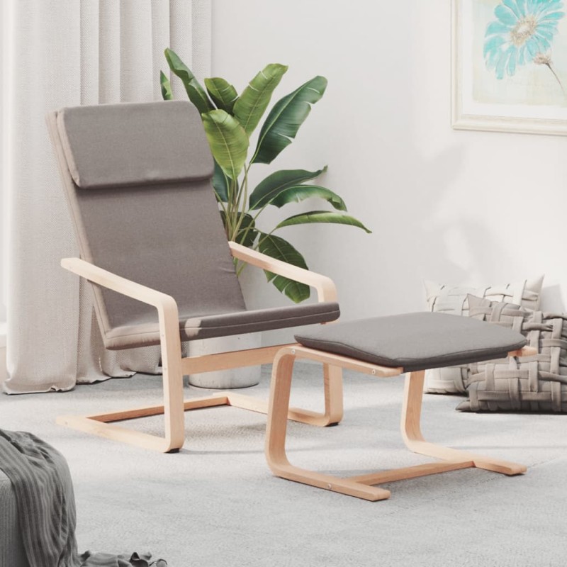 vidaXL Relaxsessel mit Hocker Taupe Stoff vidaXL Relaxsessel mit Hocker Taupe Stoff