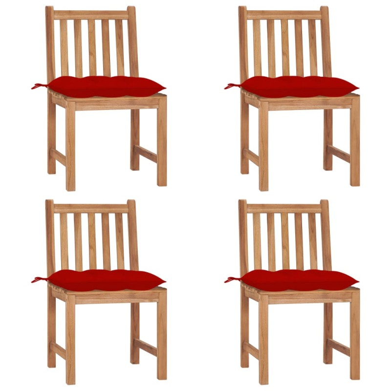 vidaXL Gartenstühle 4 Stk. mit Kissen Massivholz Teak vidaXL Gartenstühle 4 Stk. mit Kissen Massivholz Teak