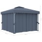 Pavillon mit Vorhängen & LED-Lichterkette 3x3 m Anthrazit Pavillon mit Vorhängen & LED-Lichterkette 3x3 m Anthrazit