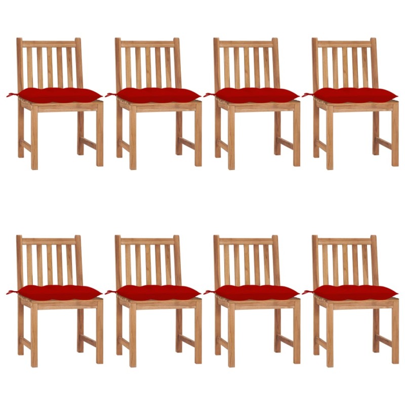vidaXL Gartenstühle 8 Stk. mit Kissen Massivholz Teak vidaXL Gartenstühle 8 Stk. mit Kissen Massivholz Teak