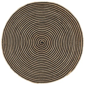 vidaXL Teppich Handgefertigt Jute mit Spiralen-Design Schwarz 90 cm 