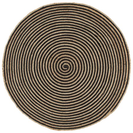 vidaXL Teppich Handgefertigt Jute mit Spiralen-Design Schwarz 90 cm 
