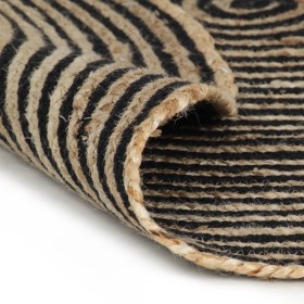vidaXL Teppich Handgefertigt Jute mit Spiralen-Design Schwarz 90 cm 