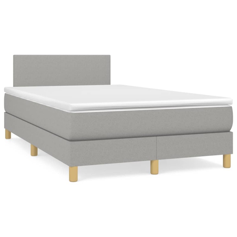 vidaXL Boxspringbett mit Matratze & LED Hellgrau 120x190 cm Stoff vidaXL Boxspringbett mit Matratze & LED Hellgrau 120x190 cm Stoff