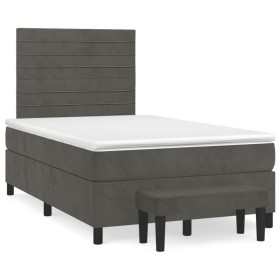 vidaXL Boxspringbett mit Matratze Dunkelgrün 120x190 cm Samt