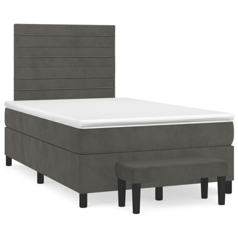 vidaXL Boxspringbett mit Matratze Dunkelgrün 120x190 cm Samt vidaXL Boxspringbett mit Matratze Dunkelgrün 120x190 cm Samt