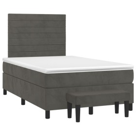 vidaXL Boxspringbett mit Matratze Dunkelgrün 120x190 cm Samt