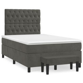 vidaXL Boxspringbett mit Matratze Dunkelgrün 120x190 cm Samt