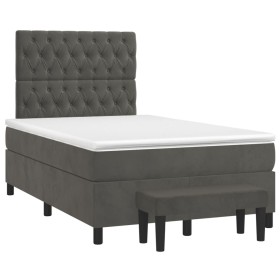 vidaXL Boxspringbett mit Matratze Dunkelgrün 120x190 cm Samt