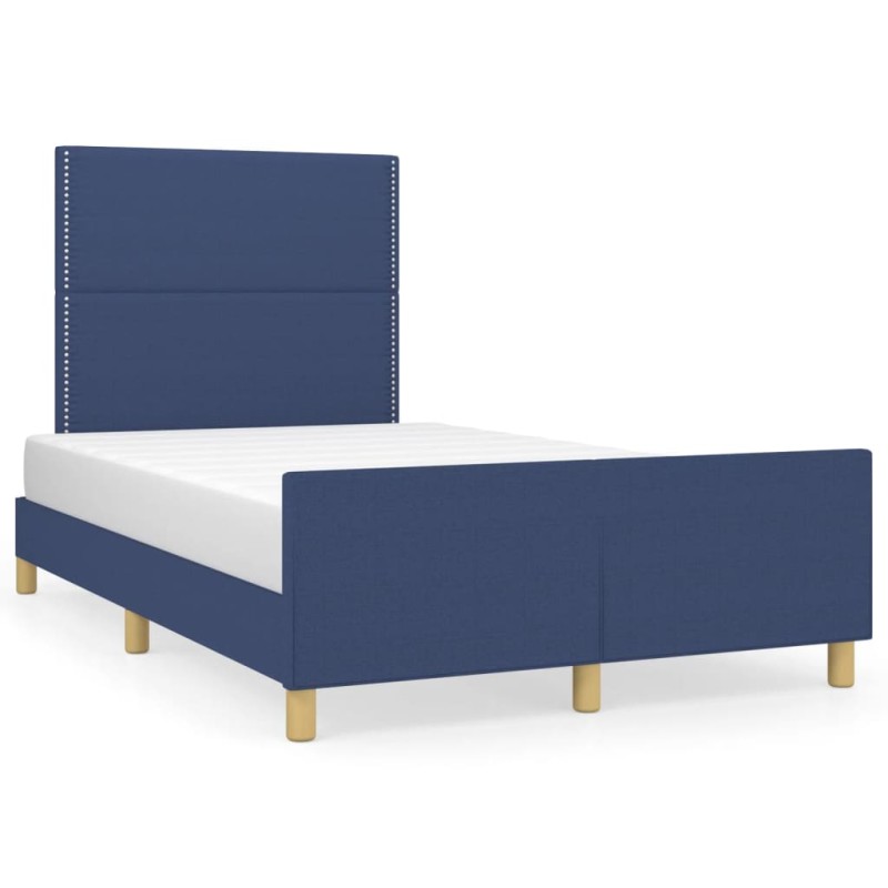 vidaXL Bettgestell mit Kopfteil Blau 120x190 cm Stoff vidaXL Bettgestell mit Kopfteil Blau 120x190 cm Stoff