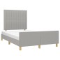 vidaXL Bettgestell mit Kopfteil Hellgrau 120x190 cm Stoff vidaXL Bettgestell mit Kopfteil Hellgrau 120x190 cm Stoff