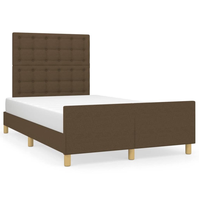 vidaXL Bettgestell mit Kopfteil Dunkelbraun 120x190 cm Stoff vidaXL Bettgestell mit Kopfteil Dunkelbraun 120x190 cm Stoff