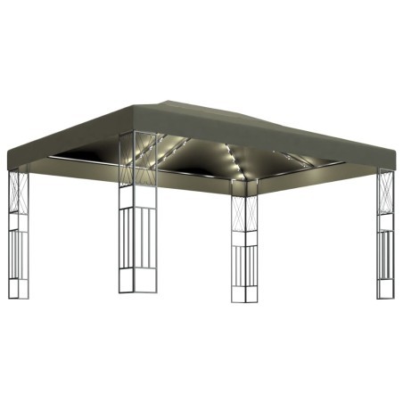 Pavillon mit LED-Lichterkette 3x4 m Taupe Stoff