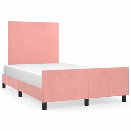 vidaXL Bettgestell mit Kopfteil Rosa 120x190 cm Samt