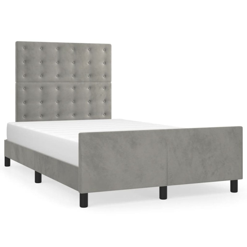 vidaXL Bettgestell mit Kopfteil Hellgrau 120x190 cm Samt vidaXL Bettgestell mit Kopfteil Hellgrau 120x190 cm Samt