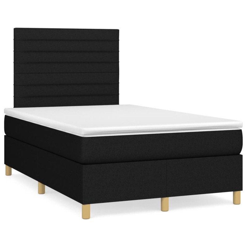 vidaXL Boxspringbett mit Matratze Schwarz 120x190 cm Stoff vidaXL Boxspringbett mit Matratze Schwarz 120x190 cm Stoff