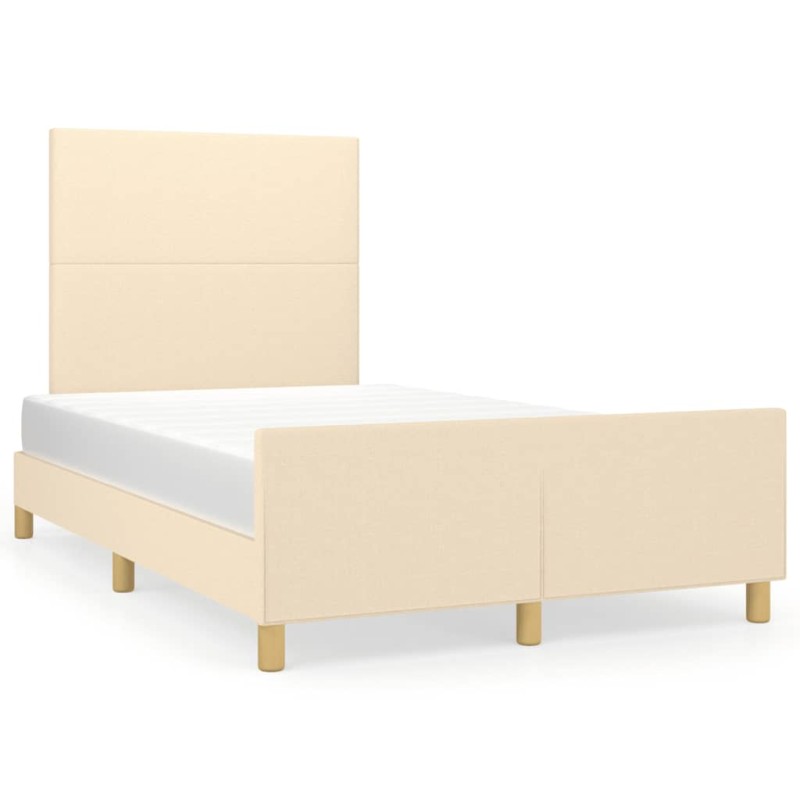 vidaXL Bettgestell mit Kopfteil Creme 120x190 cm Stoff vidaXL Bettgestell mit Kopfteil Creme 120x190 cm Stoff