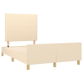 vidaXL Bettgestell mit Kopfteil Creme 120x190 cm Stoff