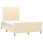 vidaXL Bettgestell mit Kopfteil Creme 120x190 cm Stoff vidaXL Bettgestell mit Kopfteil Creme 120x190 cm Stoff