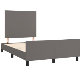 vidaXL Bettgestell mit Kopfteil Grau 120x190 cm Kunstleder