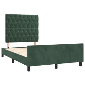 vidaXL Bettgestell mit Kopfteil Dunkelgrün 120x190 cm Samt