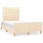 vidaXL Bettgestell mit Kopfteil Creme 120x190 cm Stoff vidaXL Bettgestell mit Kopfteil Creme 120x190 cm Stoff
