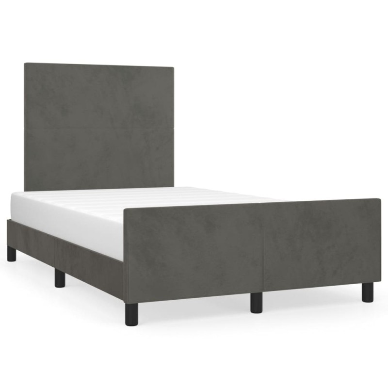 vidaXL Bettgestell mit Kopfteil Dunkelgrau 120x190 cm Samt vidaXL Bettgestell mit Kopfteil Dunkelgrau 120x190 cm Samt