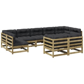vidaXL 9-tlg. Garten-Sofagarnitur mit Kissen Kiefernholz Imprägniert