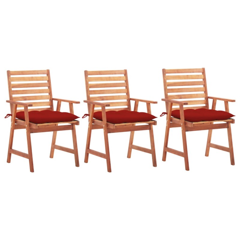 vidaXL Garten-Essstühle 3 Stk. mit Kissen Massivholz Akazie vidaXL Garten-Essstühle 3 Stk. mit Kissen Massivholz Akazie