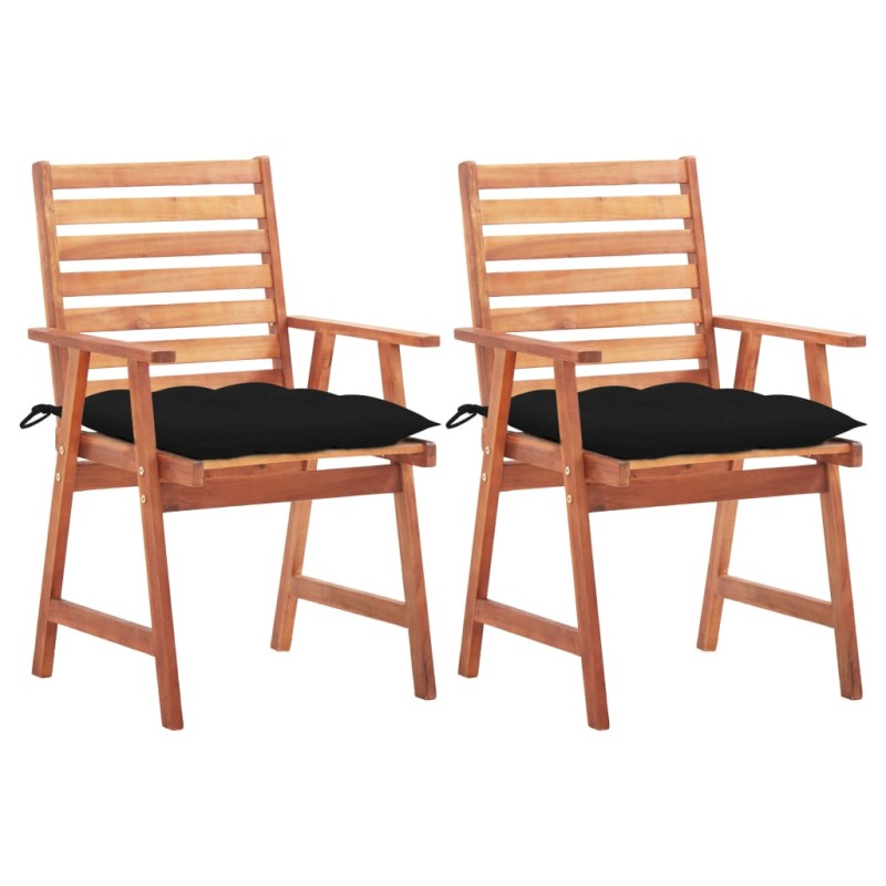 vidaXL Garten-Essstühle 2 Stk. mit Kissen Massivholz Akazie vidaXL Garten-Essstühle 2 Stk. mit Kissen Massivholz Akazie