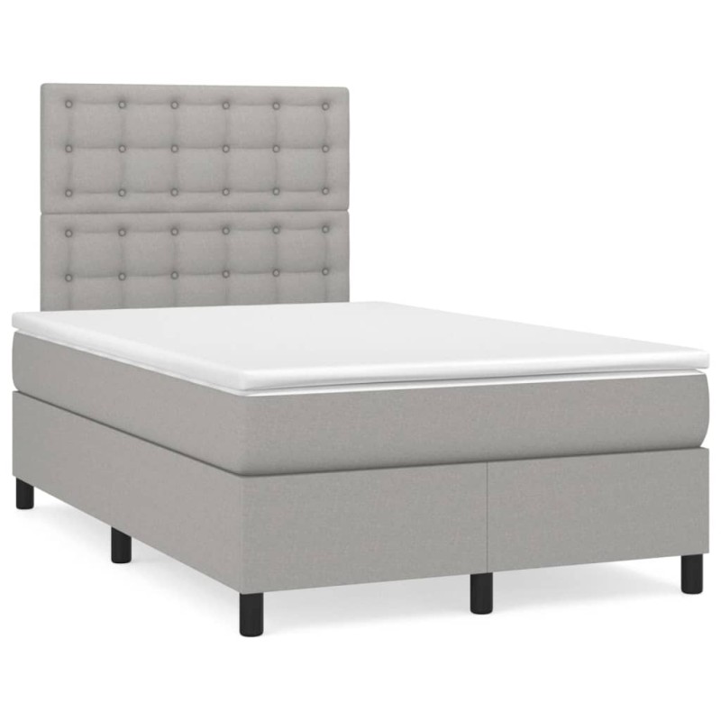 vidaXL Boxspringbett mit Matratze Hellgrau 120x190 cm Stoff vidaXL Boxspringbett mit Matratze Hellgrau 120x190 cm Stoff