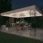 vidaXL Pavillon mit LED-Lichterkette 3x4 m Creme Stoff vidaXL Pavillon mit LED-Lichterkette 3x4 m Creme Stoff