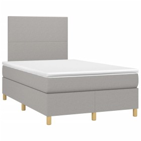 vidaXL Boxspringbett mit Matratze Hellgrau 120x190 cm Stoff