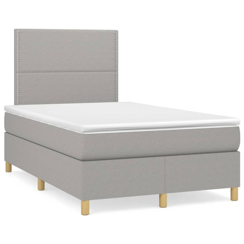 vidaXL Boxspringbett mit Matratze Hellgrau 120x190 cm Stoff vidaXL Boxspringbett mit Matratze Hellgrau 120x190 cm Stoff