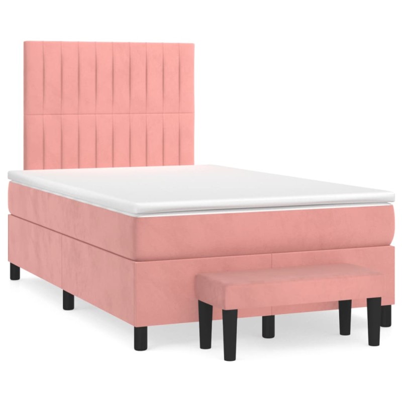 vidaXL Boxspringbett mit Matratze Rosa 120x190 cm Samt vidaXL Boxspringbett mit Matratze Rosa 120x190 cm Samt