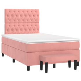 vidaXL Boxspringbett mit Matratze Rosa 120x190 cm Samt