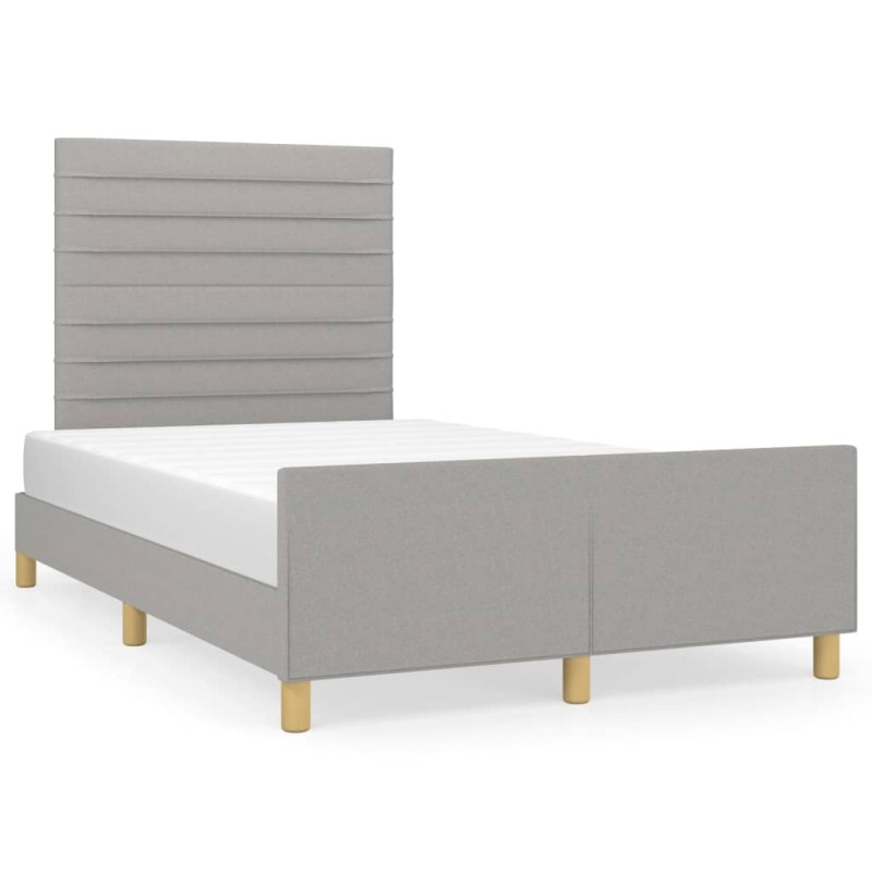 vidaXL Bettgestell mit Kopfteil Hellgrau 120x190 cm Stoff vidaXL Bettgestell mit Kopfteil Hellgrau 120x190 cm Stoff