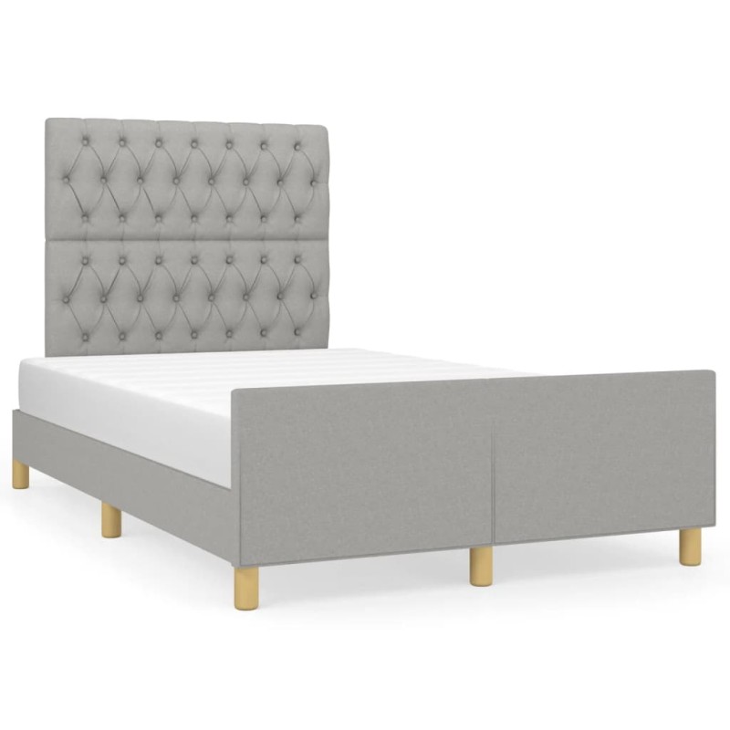 vidaXL Bettgestell mit Kopfteil Hellgrau 120x190 cm Stoff vidaXL Bettgestell mit Kopfteil Hellgrau 120x190 cm Stoff