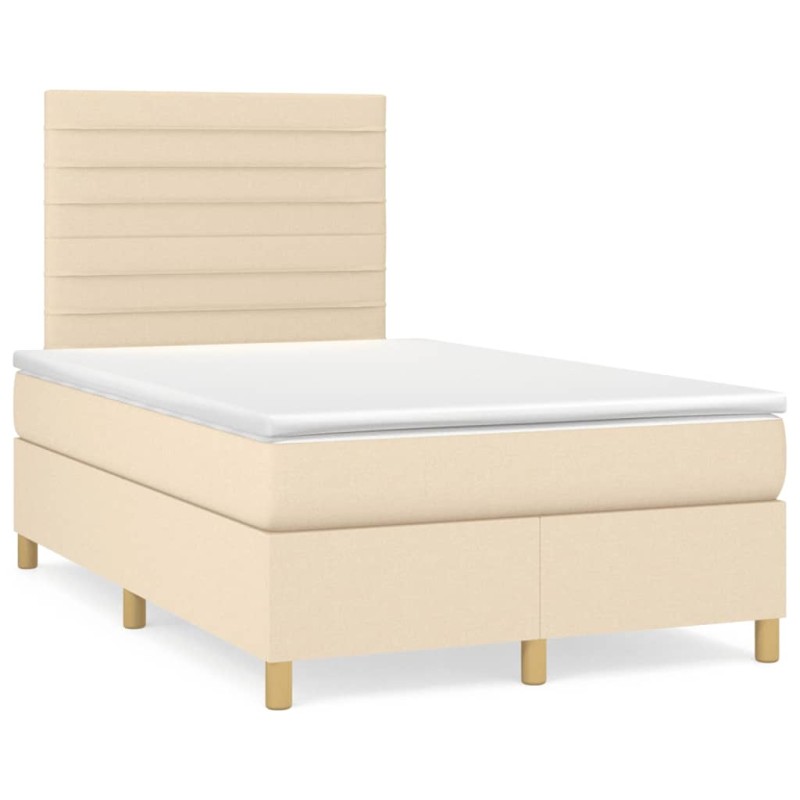 vidaXL Boxspringbett mit Matratze Creme 120x190 cm Stoff vidaXL Boxspringbett mit Matratze Creme 120x190 cm Stoff