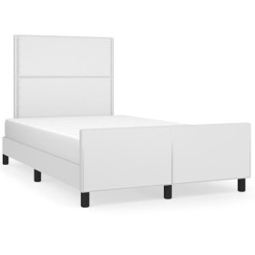 vidaXL Bettgestell mit Kopfteil Weiß 120x190 cm Kunstleder