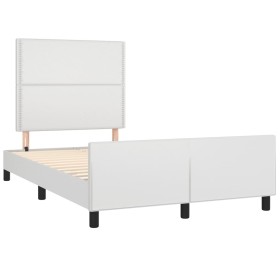 vidaXL Bettgestell mit Kopfteil Weiß 120x190 cm Kunstleder