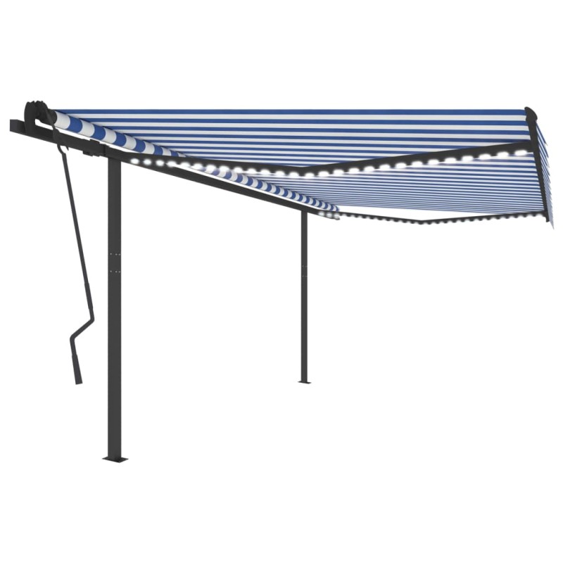 vidaXL Automatische Markise mit LED & Windsensor 4,5x3,5 m Blau & Weiß vidaXL Automatische Markise mit LED & Windsensor 4,5x3,5 m Blau & Weiß