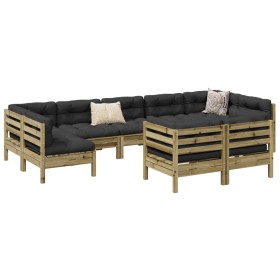 vidaXL 9-tlg. Garten-Sofagarnitur mit Kissen Kiefernholz Imprägniert