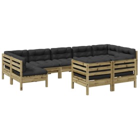 vidaXL 9-tlg. Garten-Sofagarnitur mit Kissen Kiefernholz Imprägniert