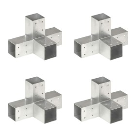 vidaXL Pfostenverbinder 4 Stk. X-Form Verzinktes Metall 71 x 71 mm